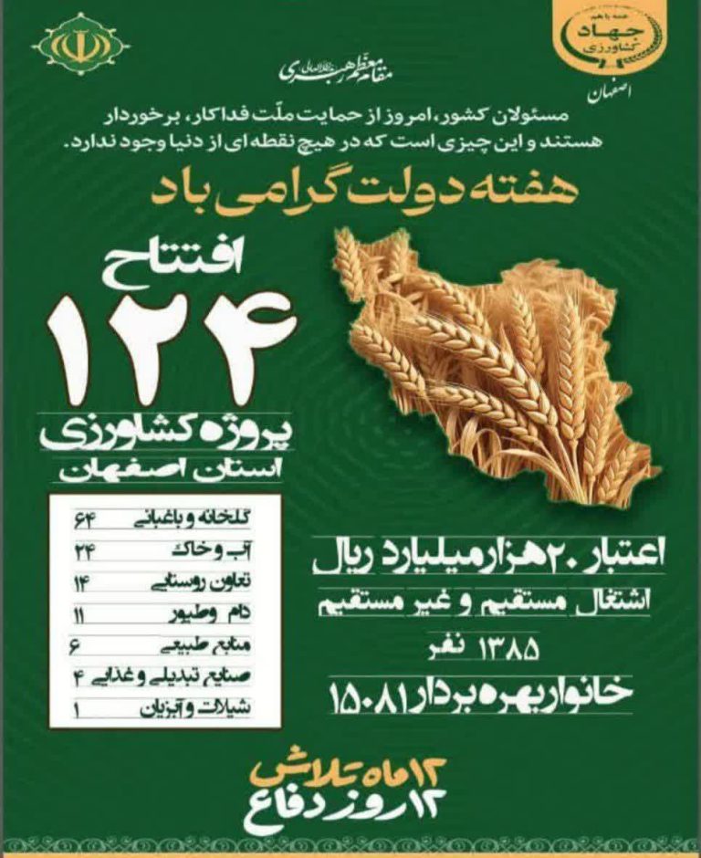 افتتاح ۱۲۴ پروژه عمرانی و توسعهای جهاد کشاورزی